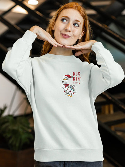 Duckn Merry Fun Christmas Sweatshirt (Unisex, Cotton) - curledeyes
