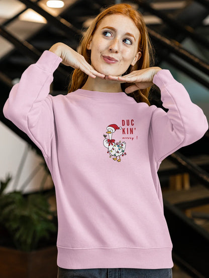 Duckn Merry Fun Christmas Sweatshirt (Unisex, Cotton) - curledeyes