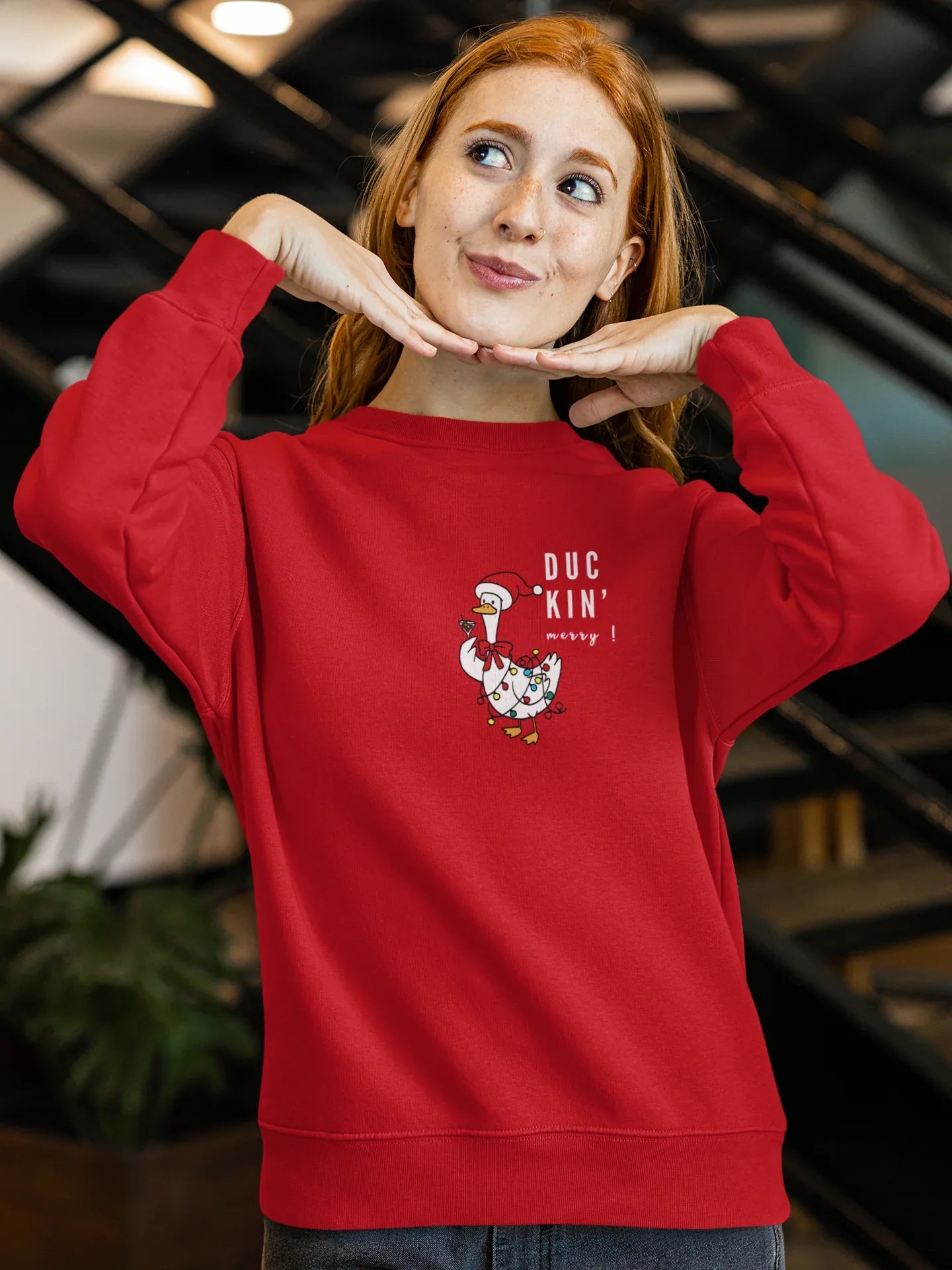 Duckn Merry Fun Christmas Sweatshirt (Unisex, Cotton) - curledeyes