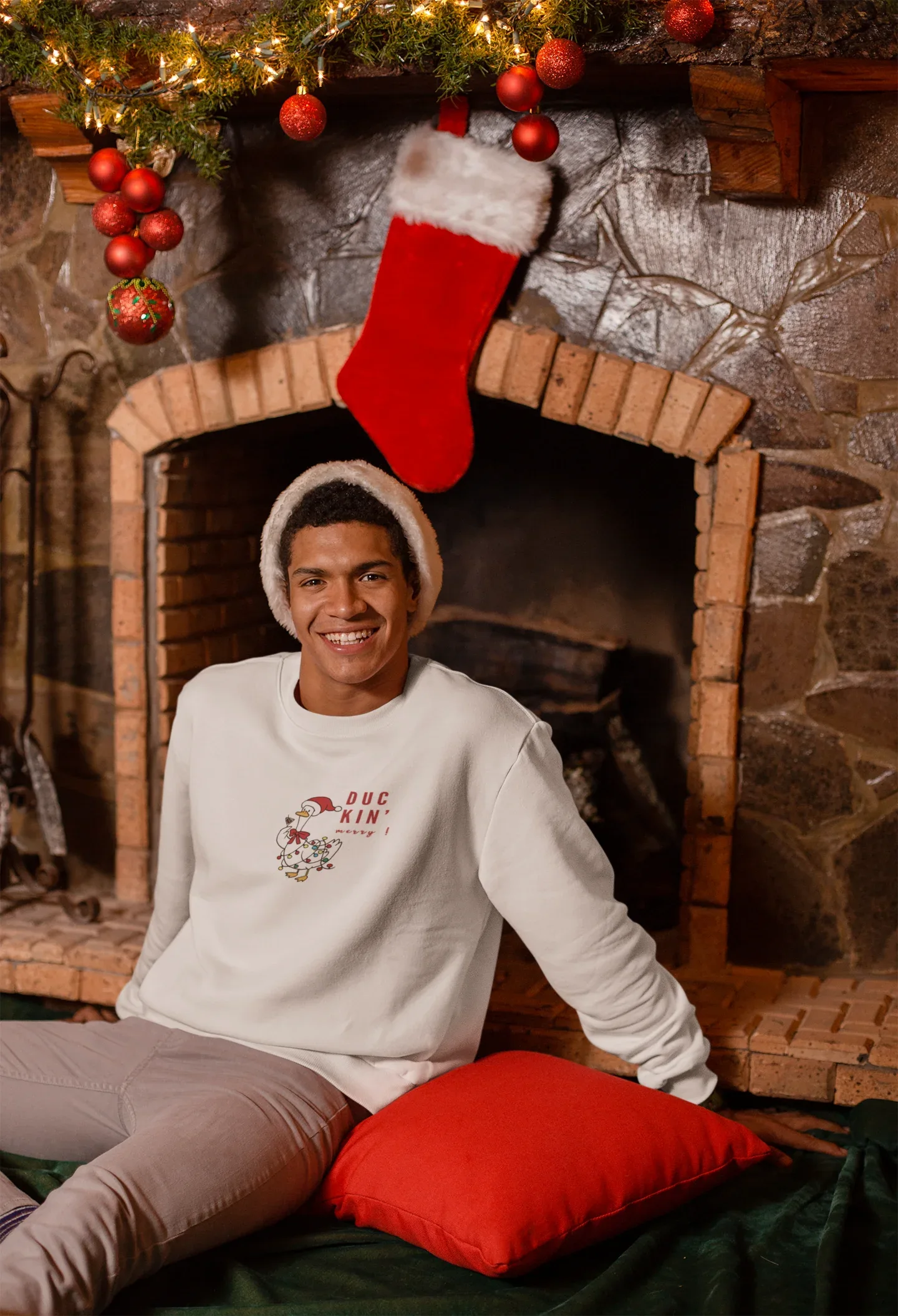 Duckn Merry Fun Christmas Sweatshirt (Unisex, Cotton) - curledeyes