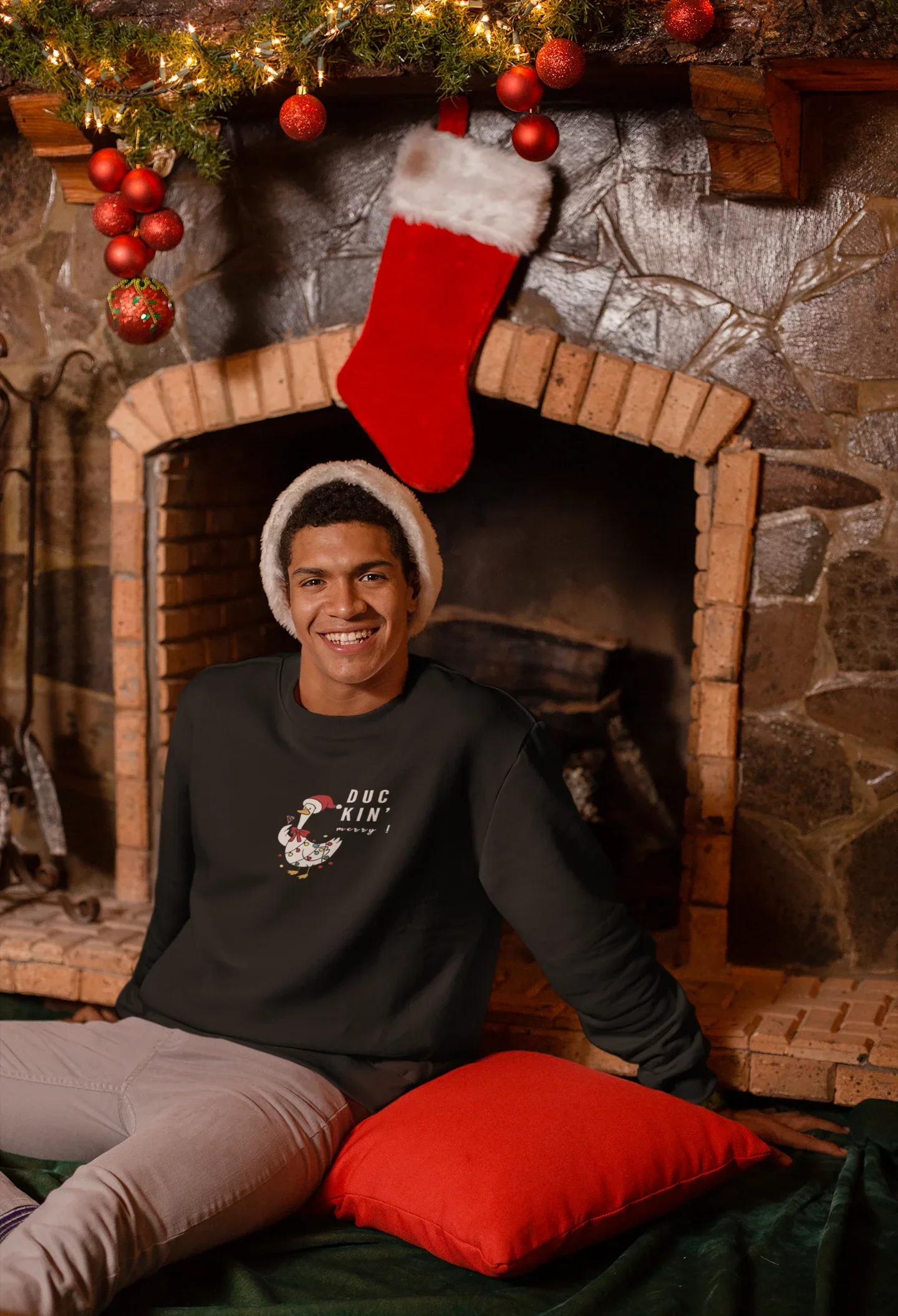 Duckn Merry Fun Christmas Sweatshirt (Unisex, Cotton) - curledeyes
