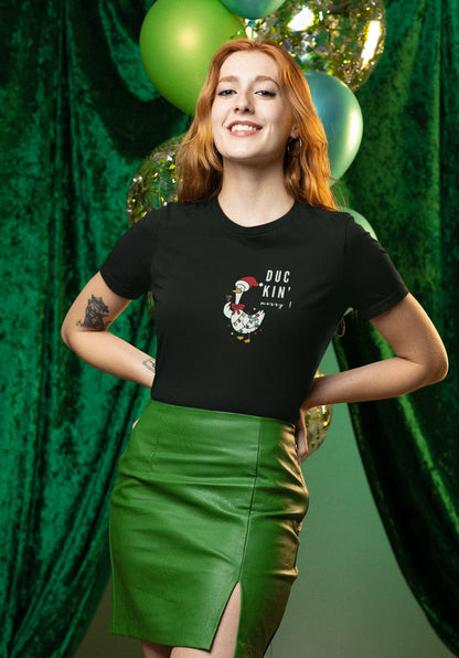 Duckn Merry Fun Christmas Tee (Woman fit, Cotton) - curledeyes