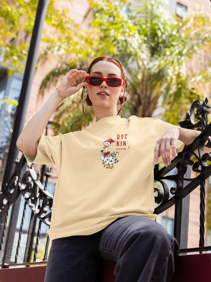 Duckn Merry Oversized luxe Christmas Tee (Unisex, Cotton) - curledeyes
