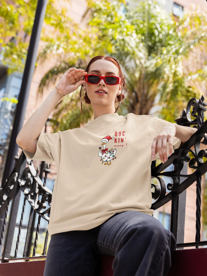 Duckn Merry Oversized luxe Christmas Tee (Unisex, Cotton) - curledeyes