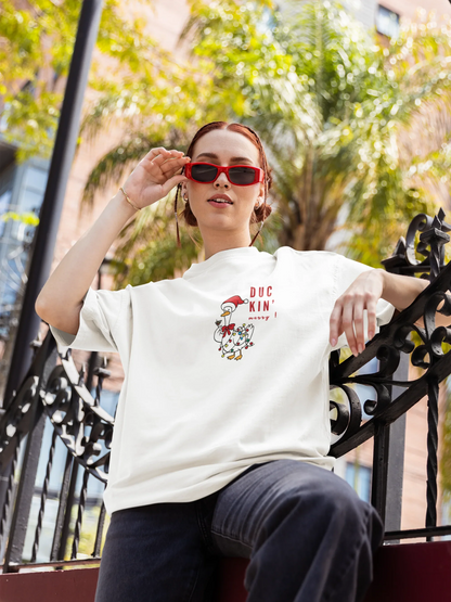 Duckn Merry Oversized luxe Christmas Tee (Unisex, Cotton) - curledeyes