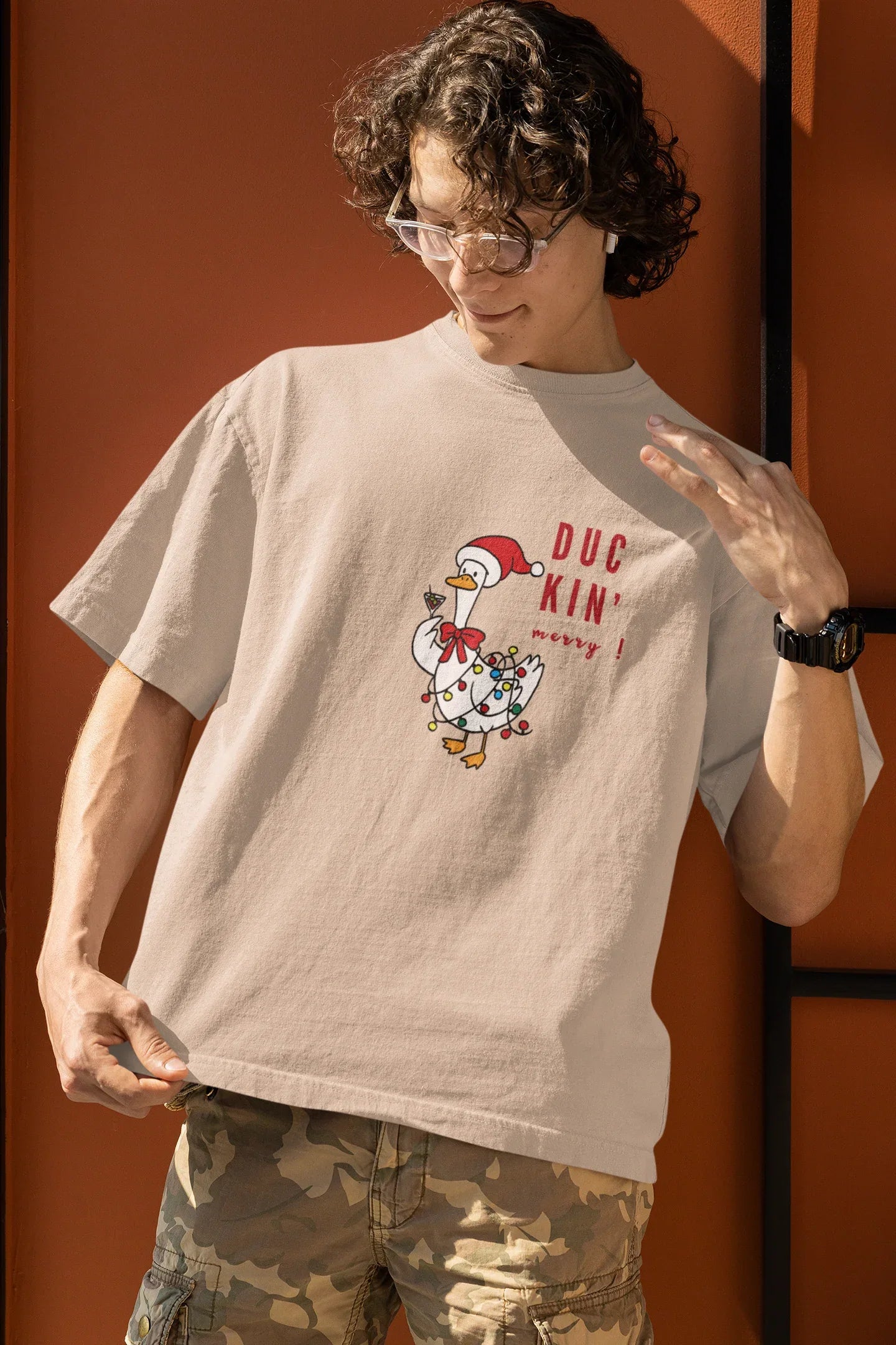 Duckn Merry Oversized luxe Christmas Tee (Unisex, Cotton) - curledeyes