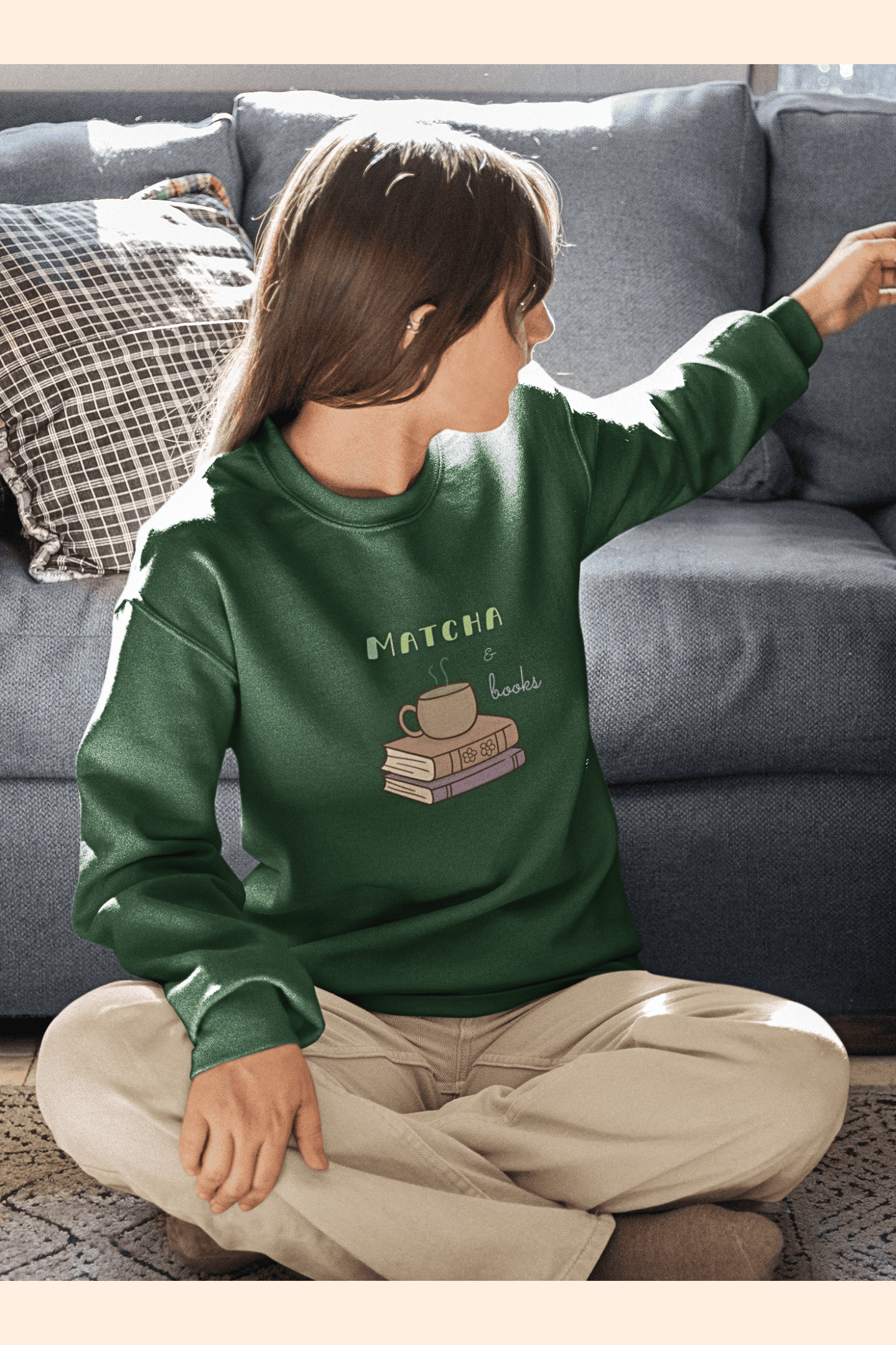 Matcha & Books: Sweatshirt (cotton, unisex)