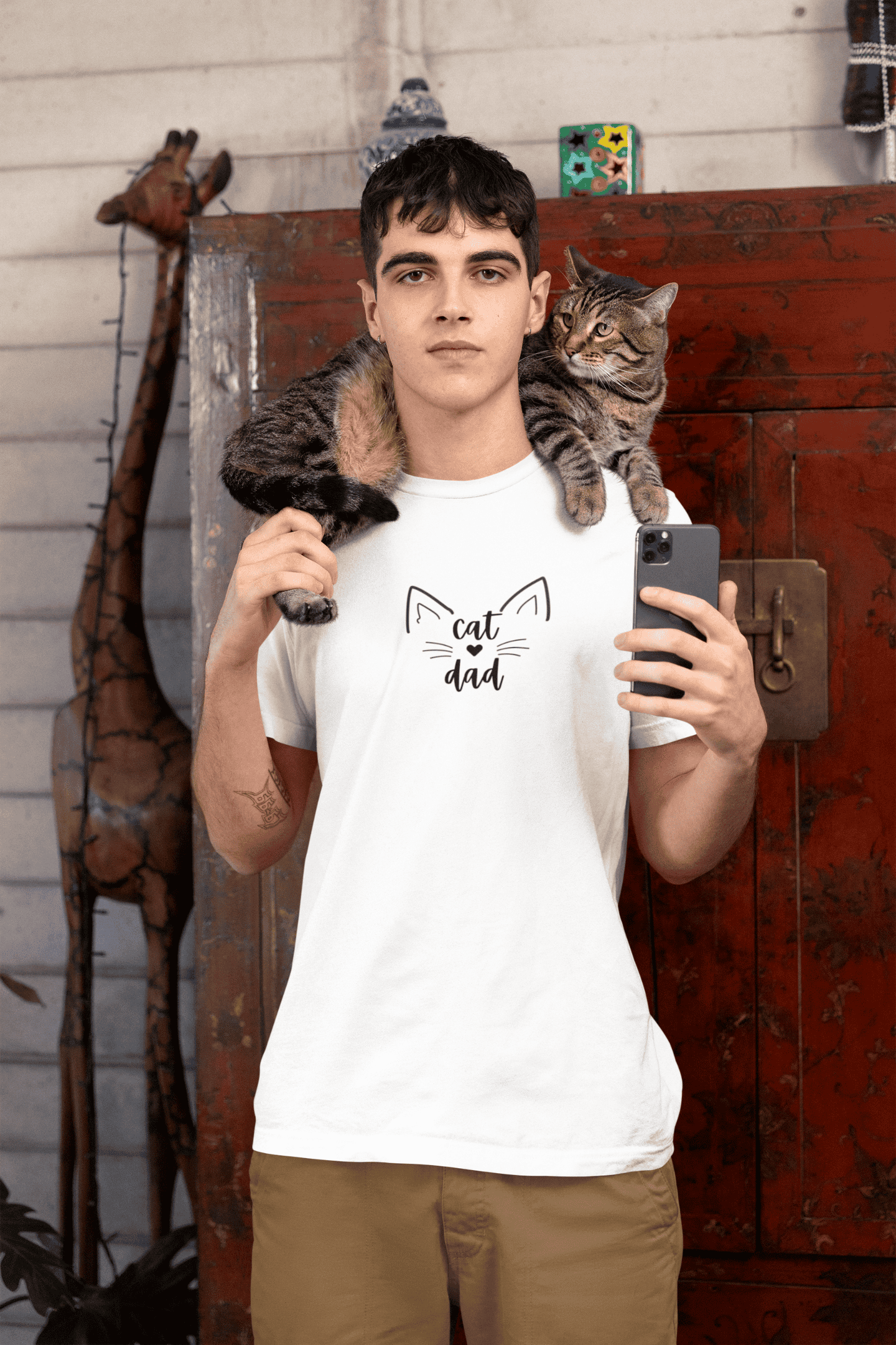 Cat Dad Cotton Tee: Straight Fit Tee