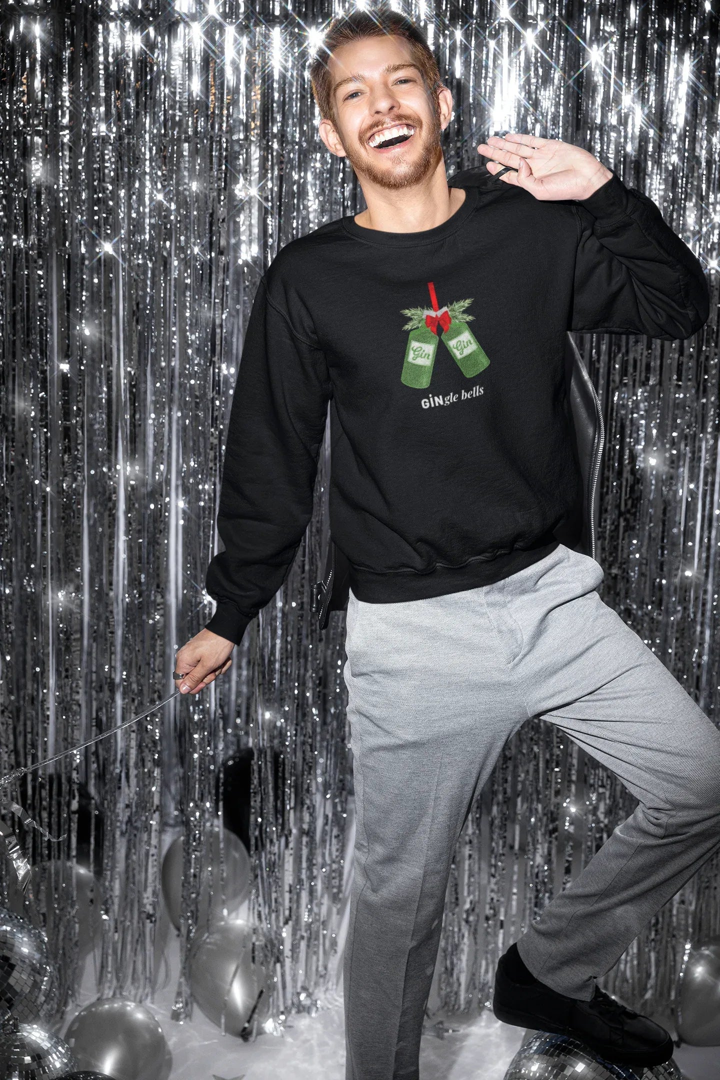 GINgle Jingle Christmas Party Sweatshirt (Unisex, Cotton) - curledeyes