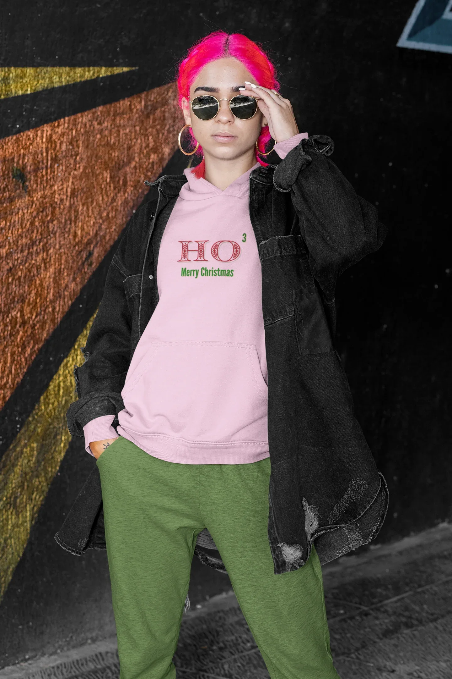 HO 3 Christmas Hoodie (Unisex, Cotton) - curledeyes
