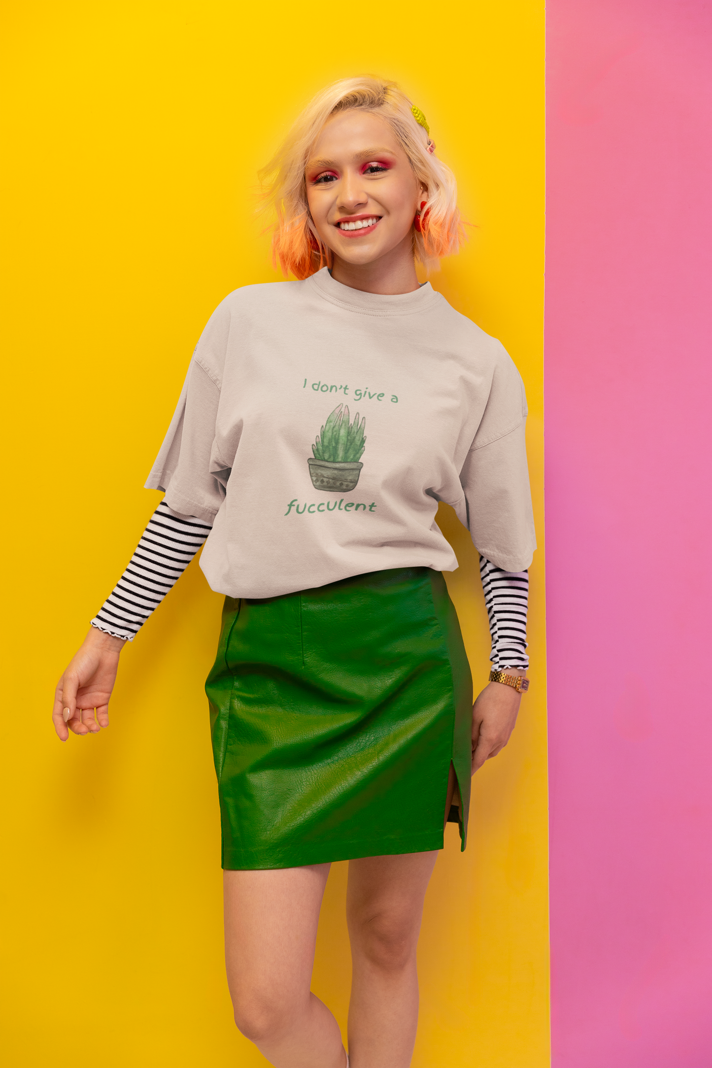 I Don’t Give a FUCculent Oversized Luxe Tee, 240gsm