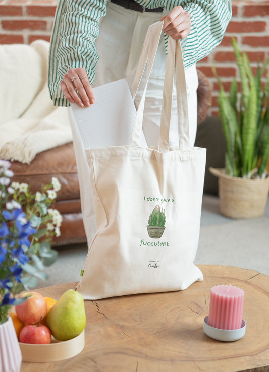 I Don’t Give a FUCculent Tote Bag, Cotton Canvas, 300gsm