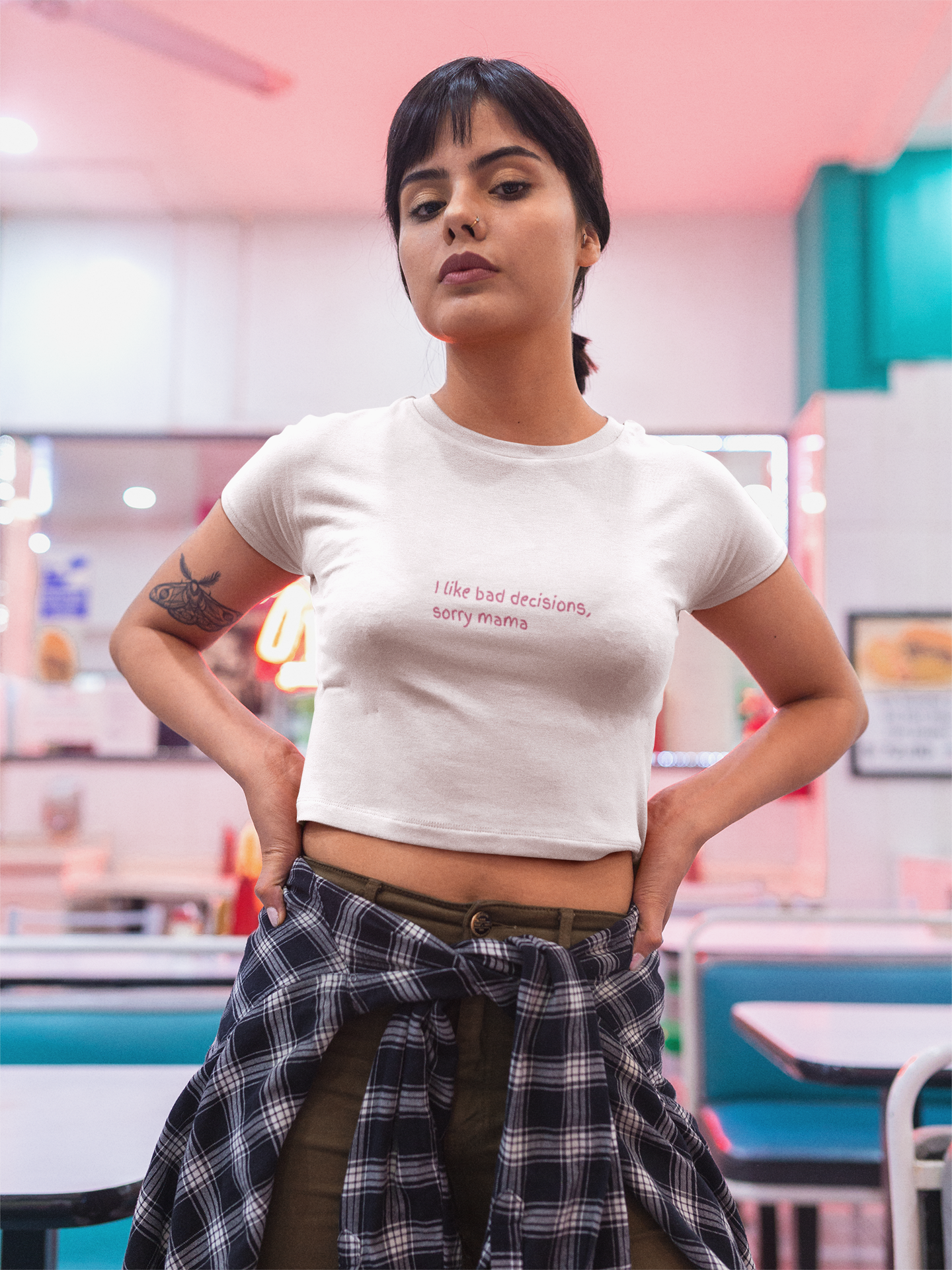 I Like Bad Decisions Mama Crop Top