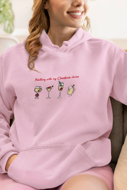 Adulting Christmas Cheers Hoodie (Unisex, Cotton) - curledeyes