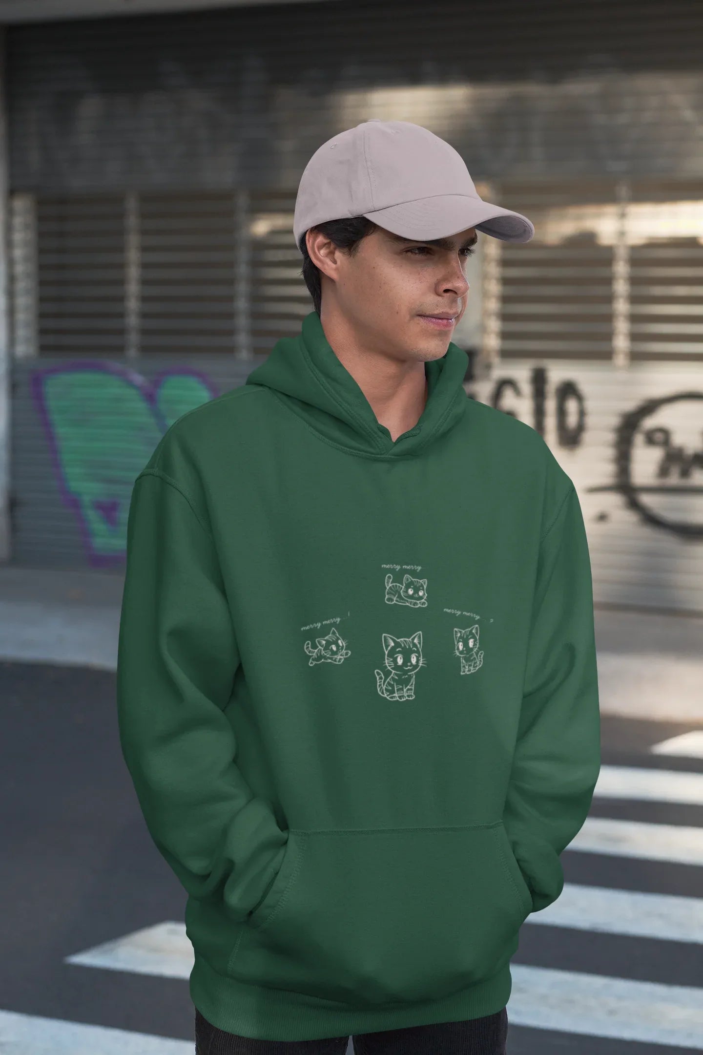 Kitty Cat Christmas Hoodie (unisex, Cotton) - curledeyes