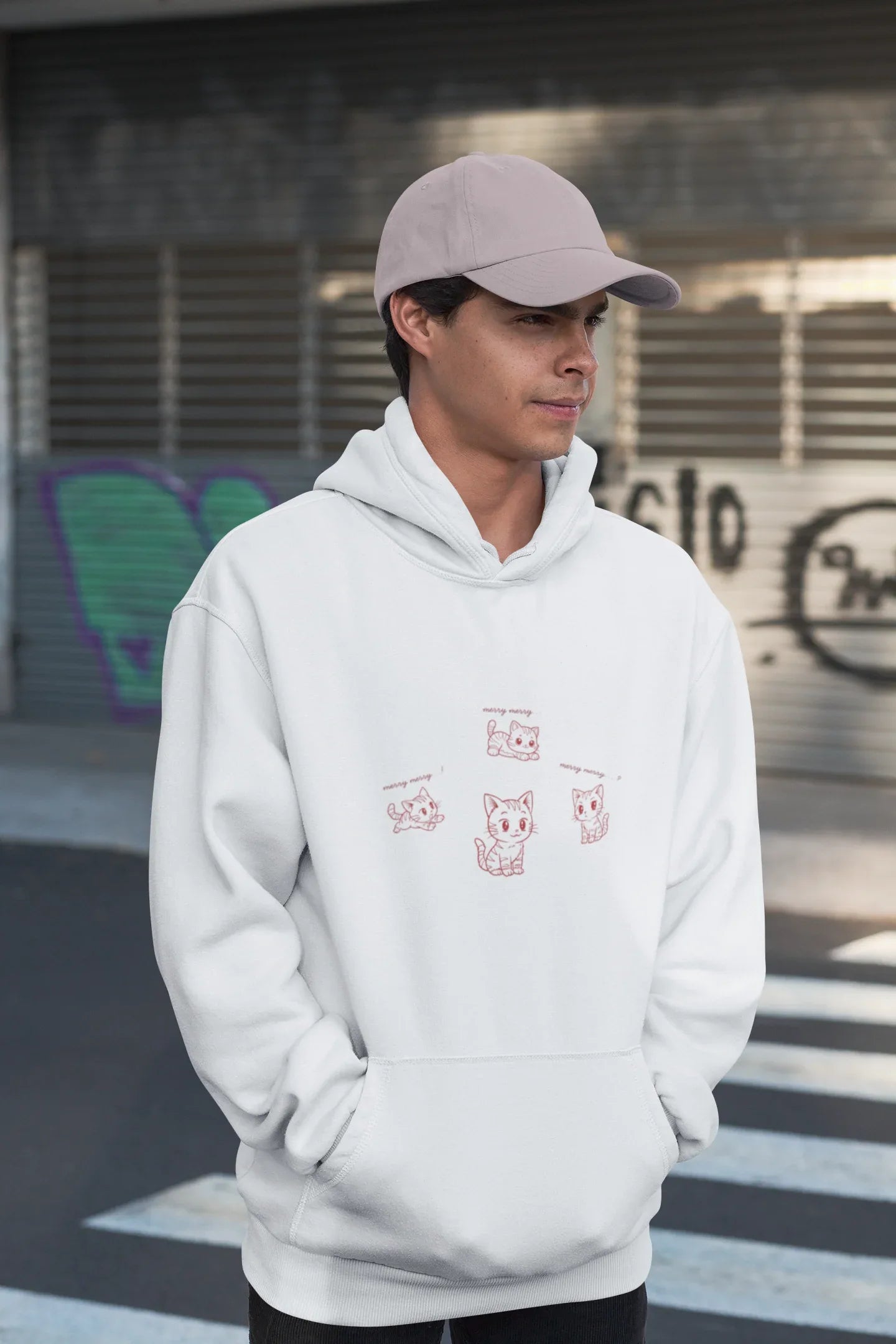 Kitty Cat Christmas Hoodie (unisex, Cotton) - curledeyes