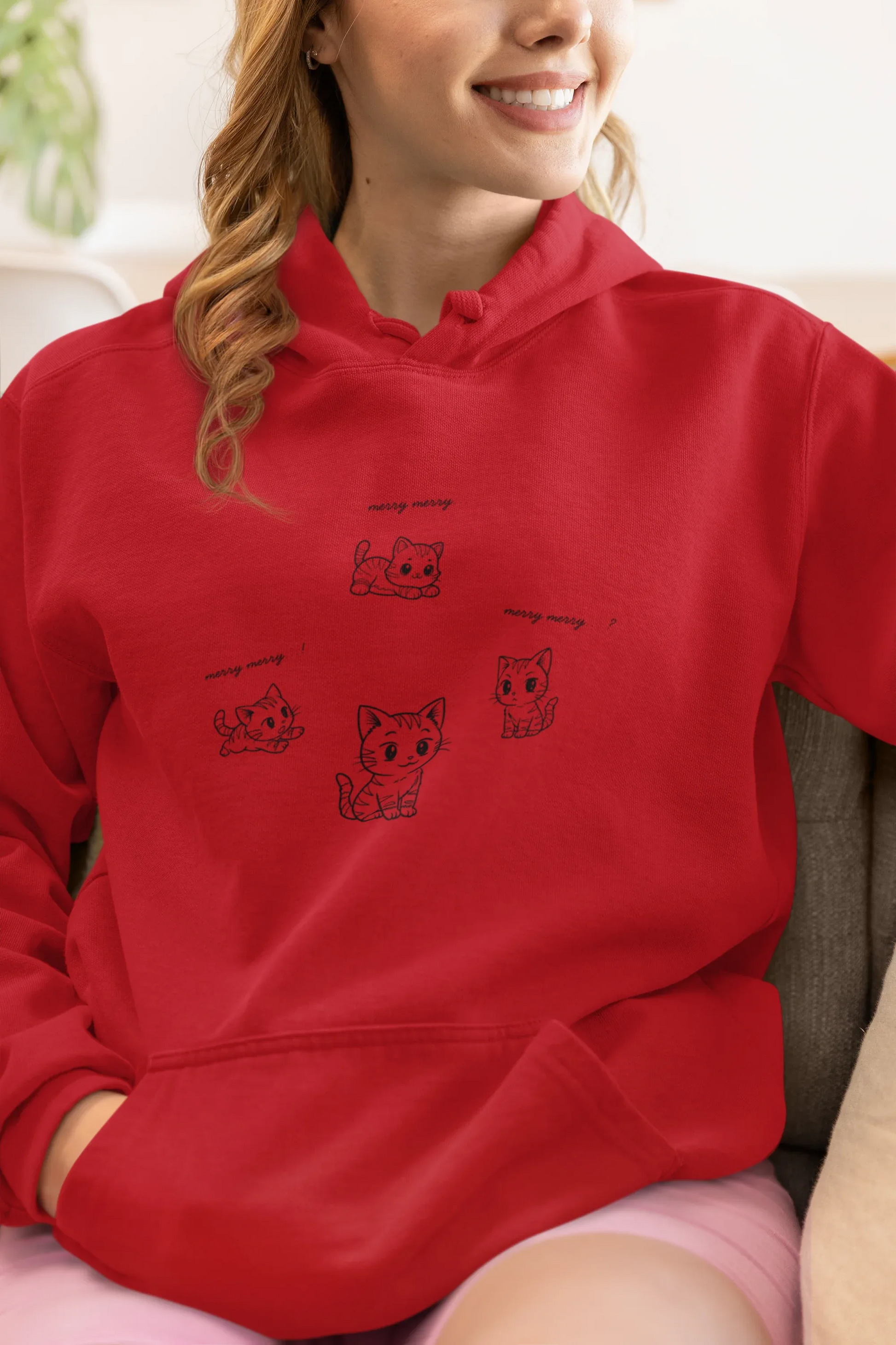 Kitty Cat Christmas Hoodie (unisex, Cotton) - curledeyes