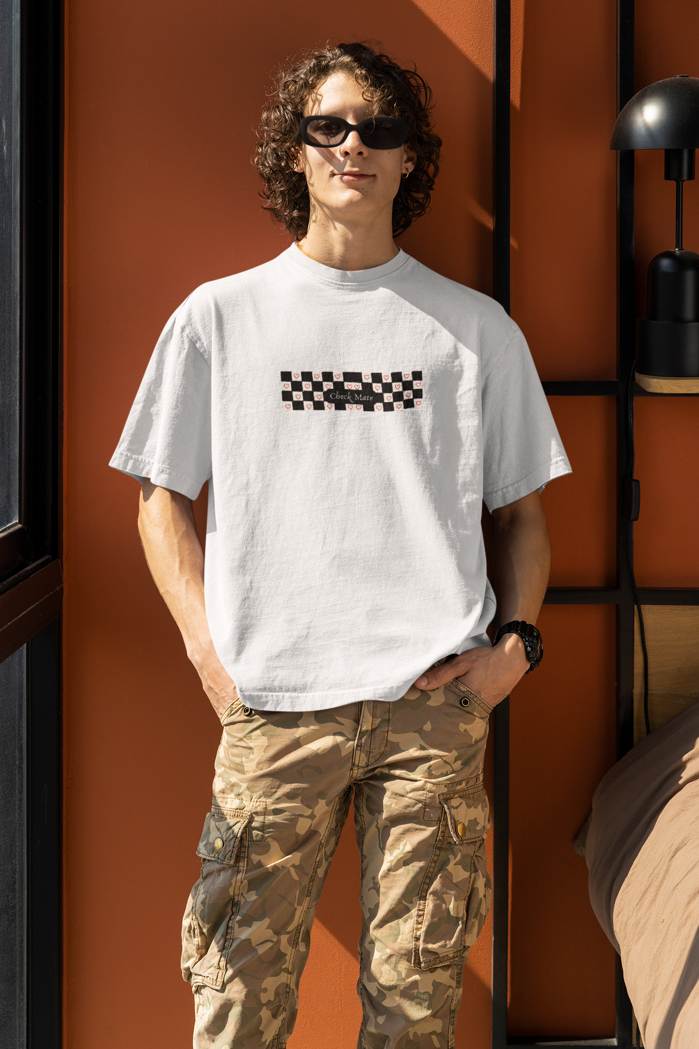 Check Mate oversized Luxe Tee, 240gsm