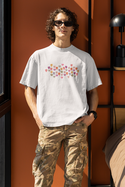 Flirty Hearts Oversized Luxe Tee, 240 gsm