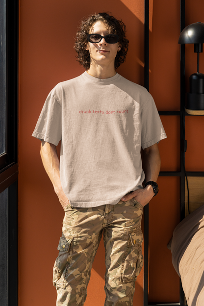 Drunk Texts Don’t Count Oversized Luxe Tee, 240gsm