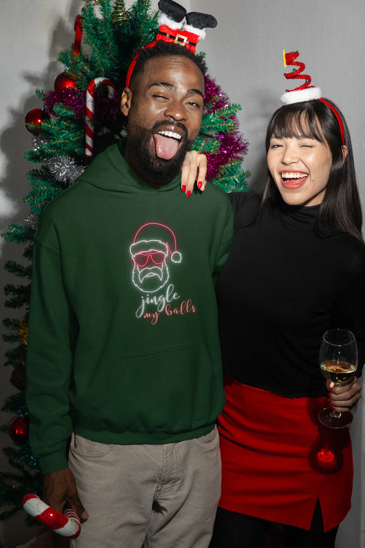 Jingle Balls Fun Party Christmas Hoodie (Unisex, Cotton) - curledeyes