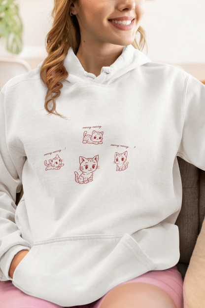 Kitty Cat Christmas Hoodie (unisex, Cotton) - curledeyes