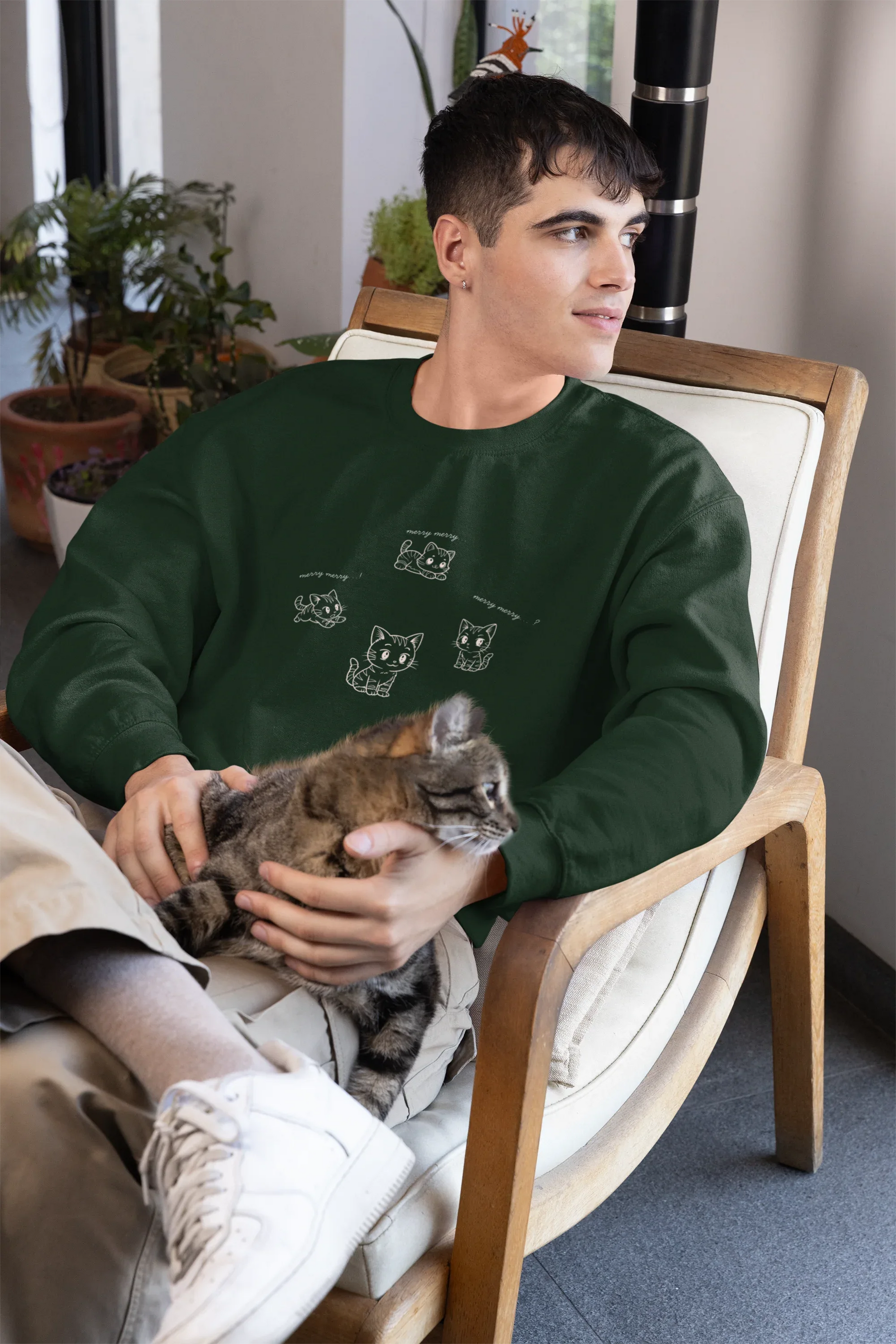 Kitty Kitty Cat Christmas Sweatshirt (Unisex, Cotton) - curledeyes