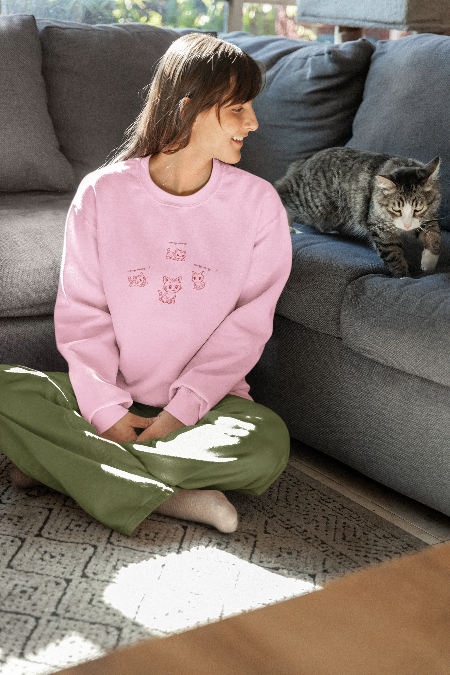 Kitty Kitty Cat Christmas Sweatshirt (Unisex, Cotton) - curledeyes
