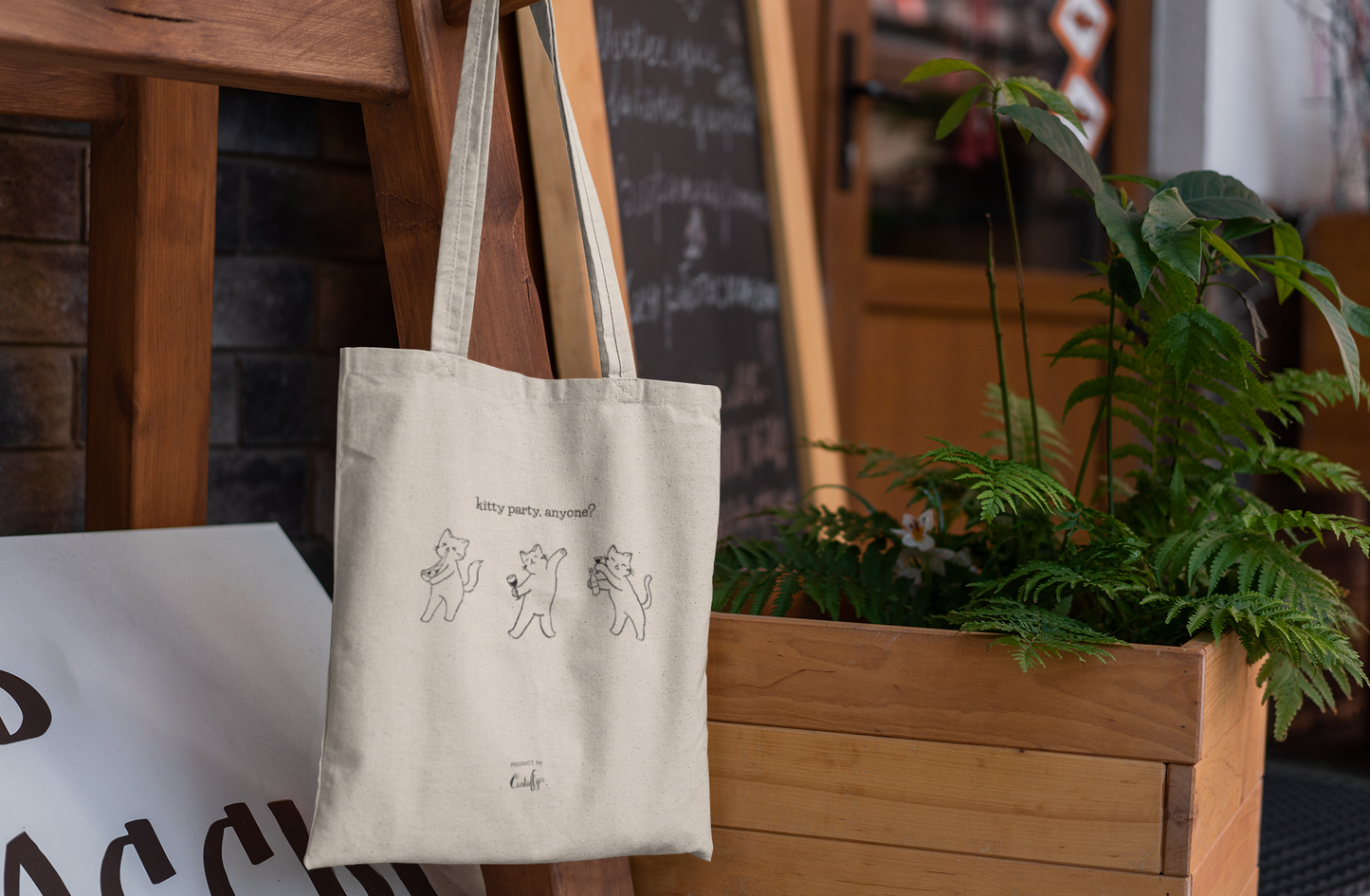 Kitty Party Tote Bag (Cotton Canvas)