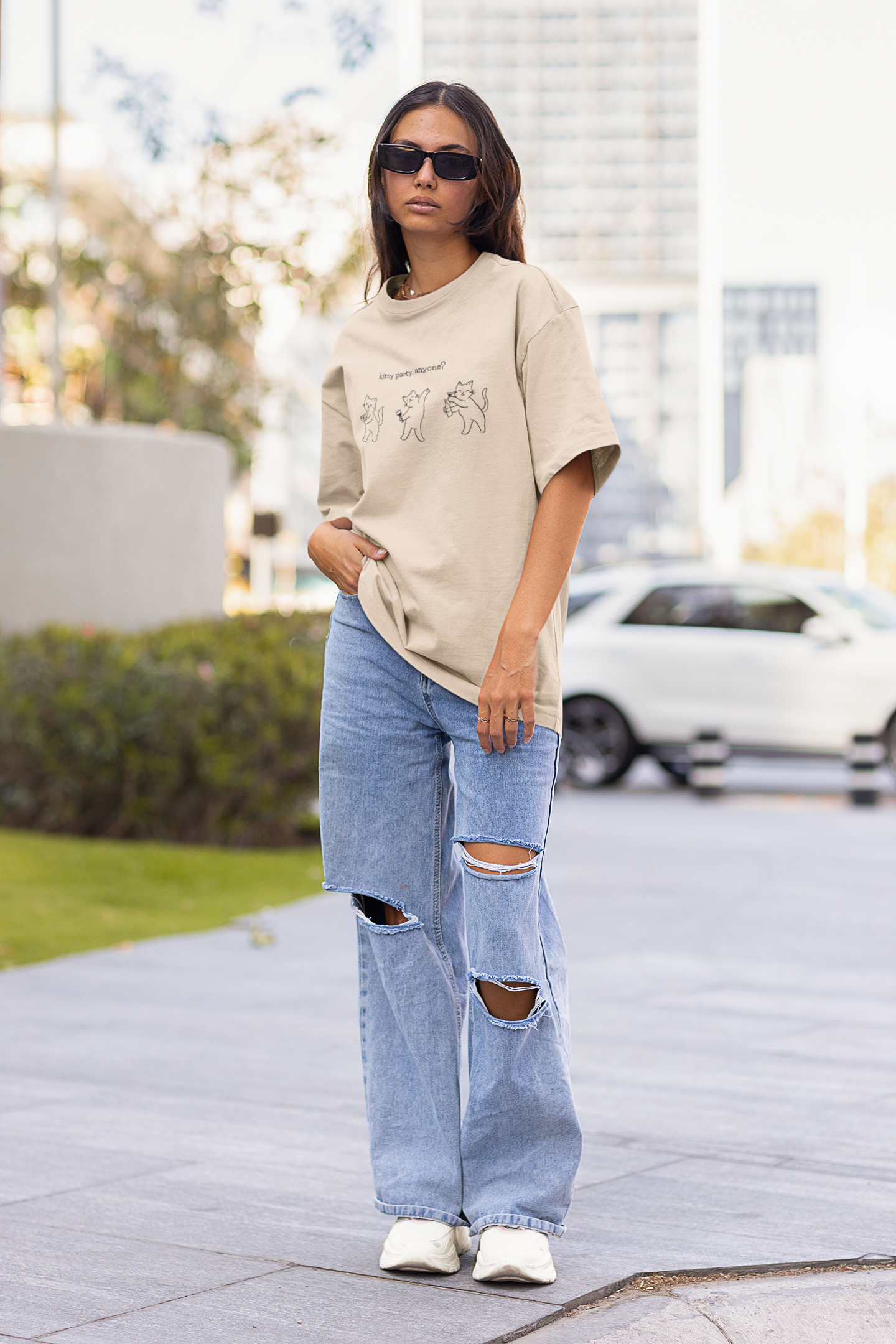 Kitty Party Oversized Luxe Tee (Unisex, Cotton)