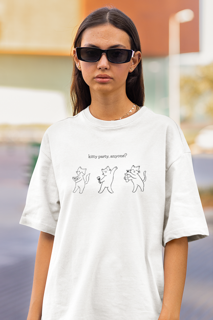 Kitty Party Oversized Luxe Tee (Unisex, Cotton)