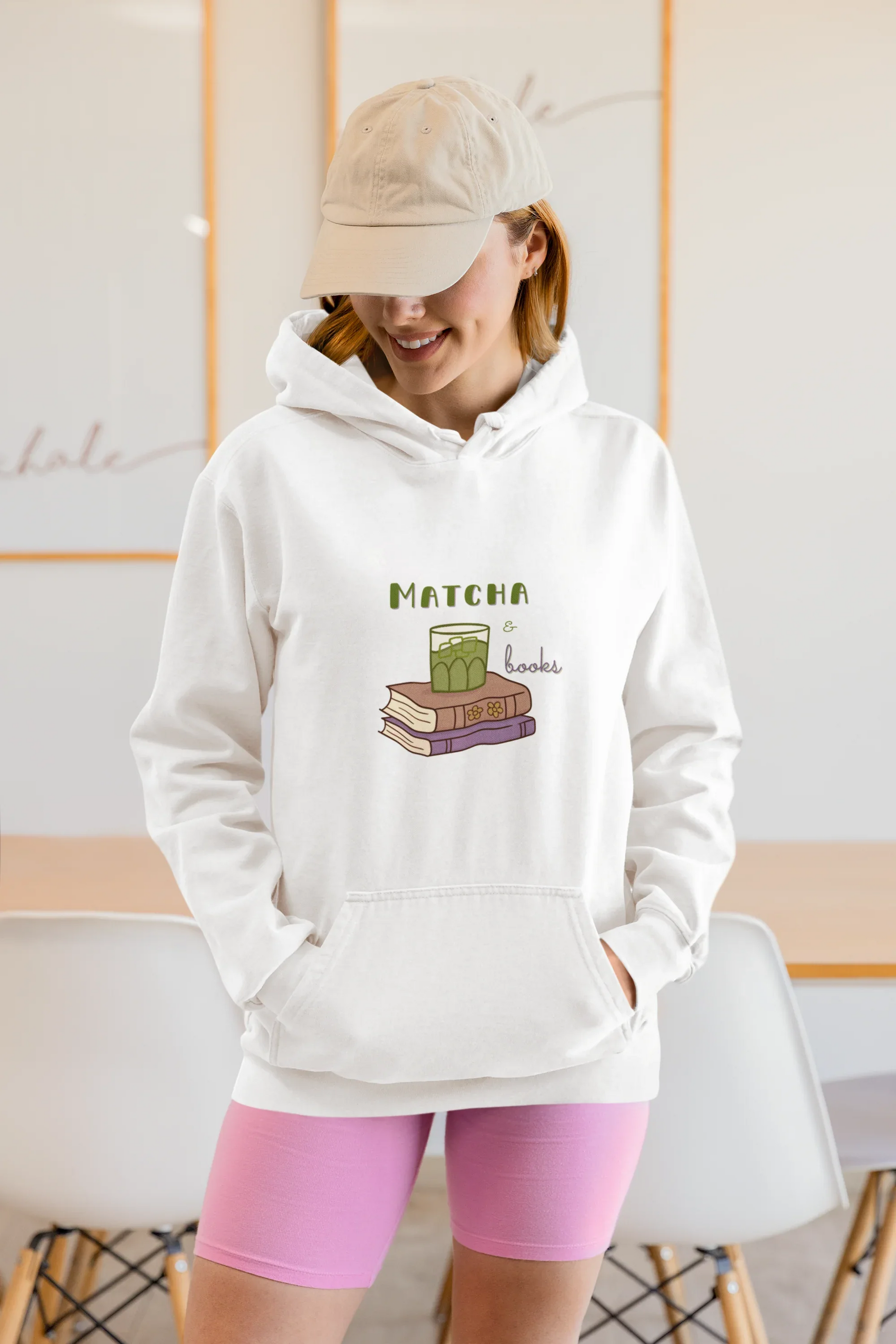 Matcha & Books Hoodie (Unisex, Cotton) - curledeyes