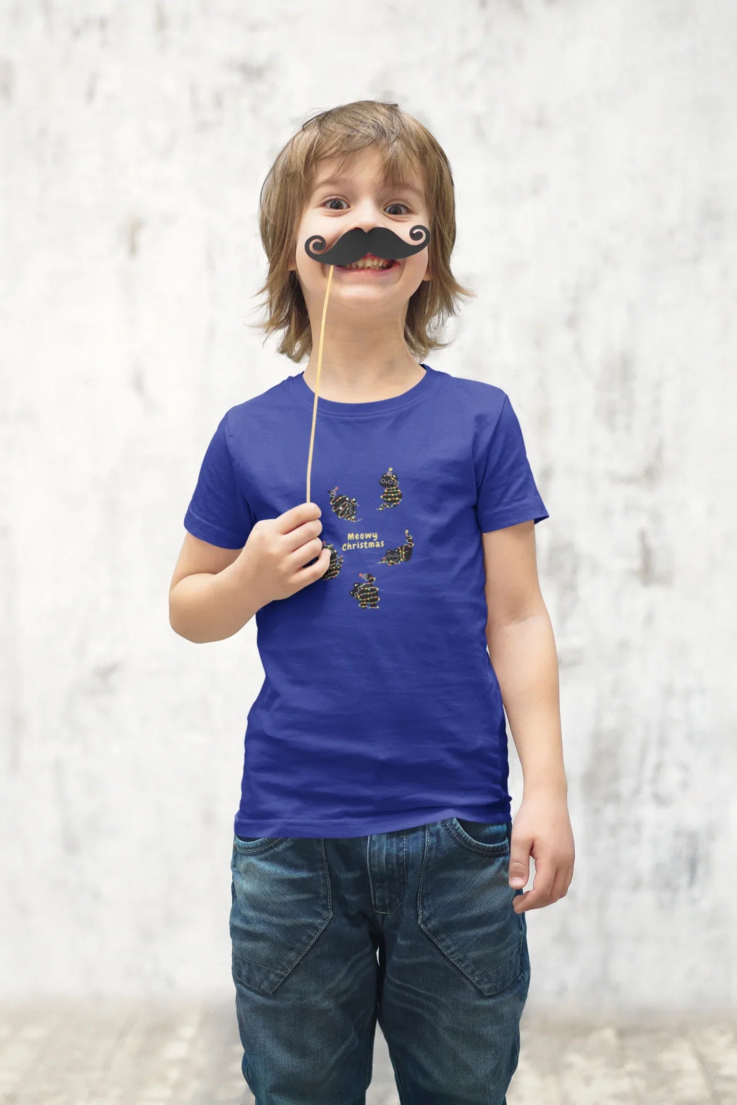 Meowy Cat Christmas Kids T-shirts (Unisex, Cotton) - curledeyes
