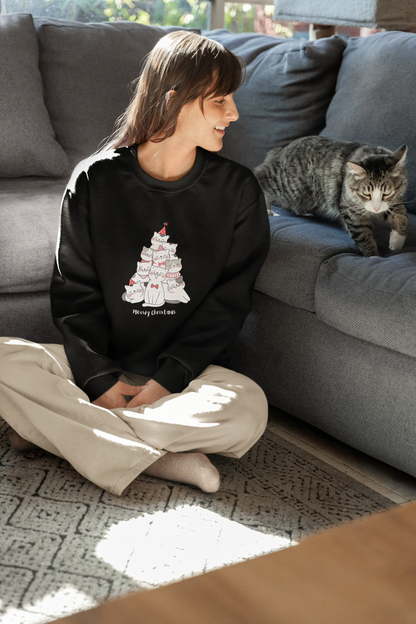 Meowy christmas Cat Christmas Sweatshirt (Unisex, Cotton) - curledeyes