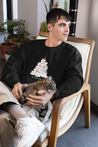 Meowy christmas Cat Christmas Sweatshirt (Unisex, Cotton) - curledeyes