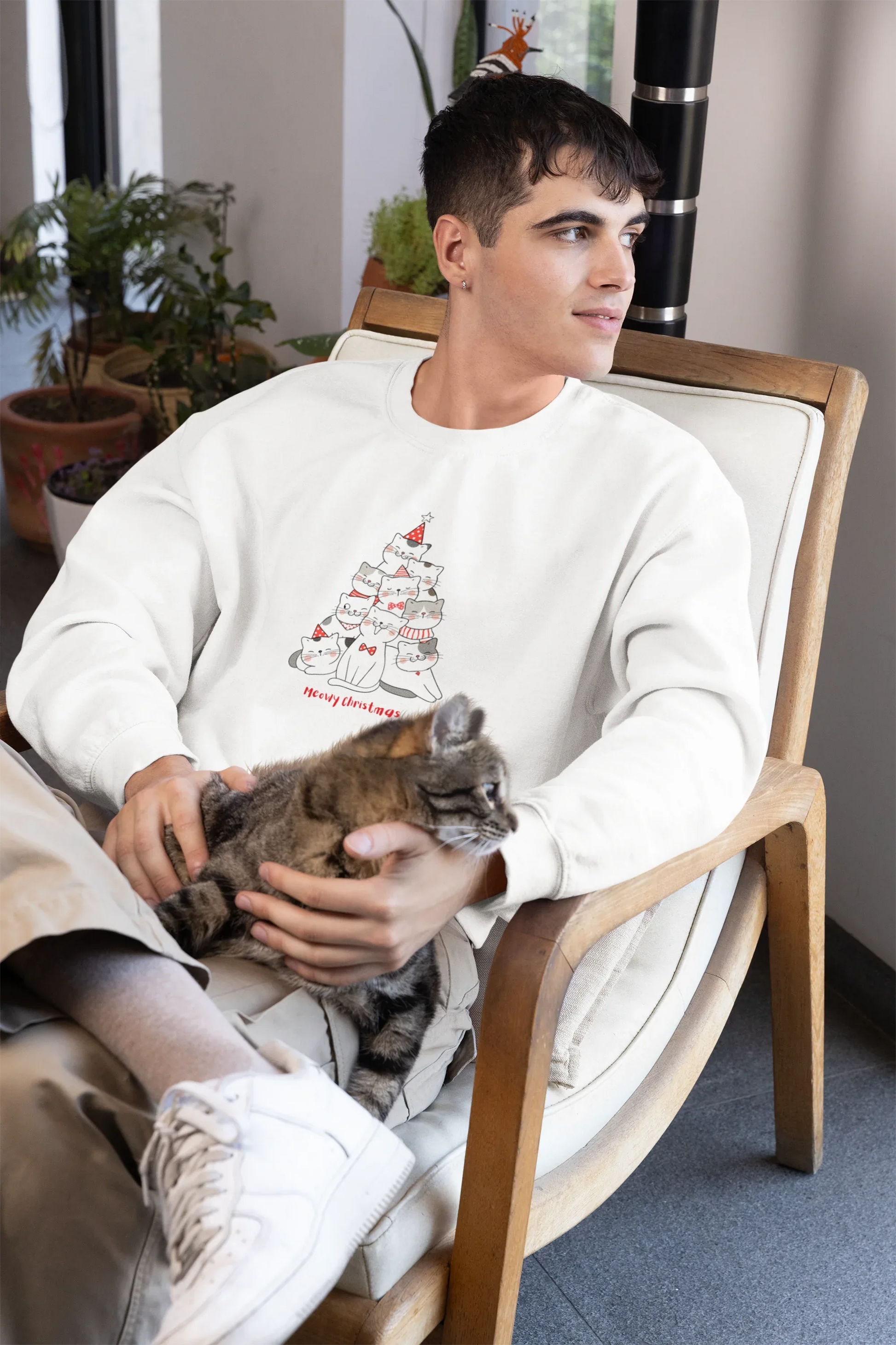 Meowy christmas Cat Christmas Sweatshirt (Unisex, Cotton) - curledeyes