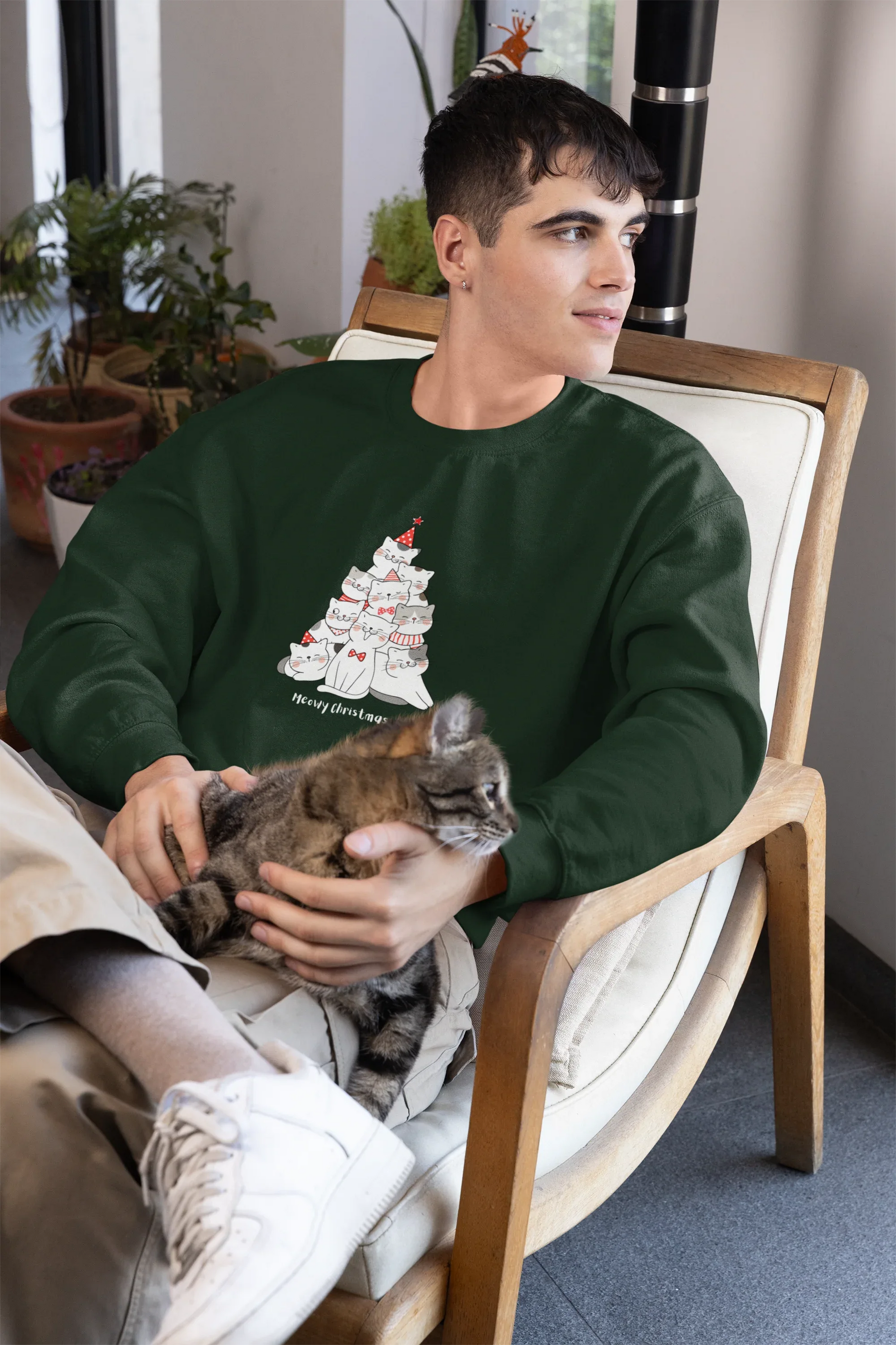 Meowy christmas Cat Christmas Sweatshirt (Unisex, Cotton) - curledeyes