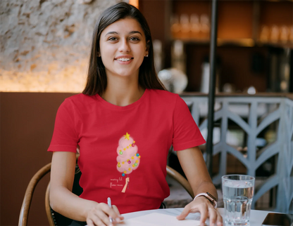 Merry Lil Floss-mas Christmas Tee (Woman fit, Cotton) - curledeyes