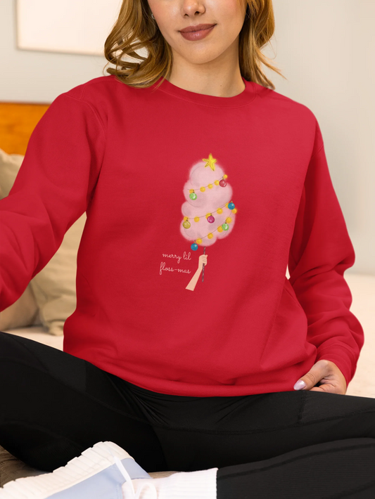 Merry Lil Floss-mass Christmas Sweatshirt (Unisex, Cotton) - curledeyes