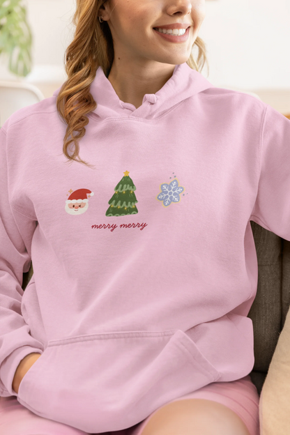 Merry Merry Christmas Hoodie (Unisex, Cotton) - curledeyes