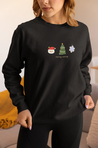 Merry Merry Christmas Sweatshirt (Unisex, Cotton) - curledeyes