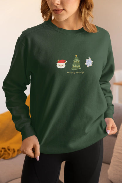 Merry Merry Christmas Sweatshirt (Unisex, Cotton) - curledeyes