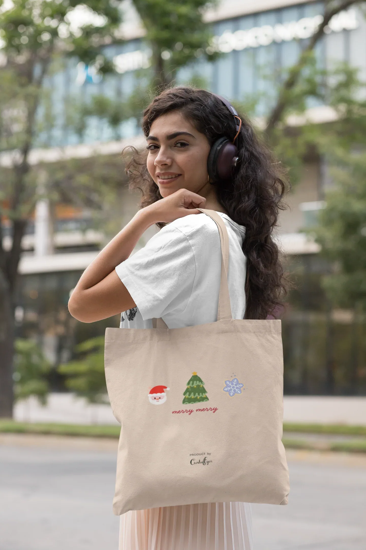 Merry Merry Christmas Tote Bag (Cotton canvas) - curledeyes