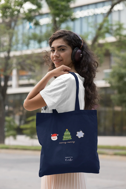 Merry Merry Christmas Tote Bag (Cotton canvas) - curledeyes