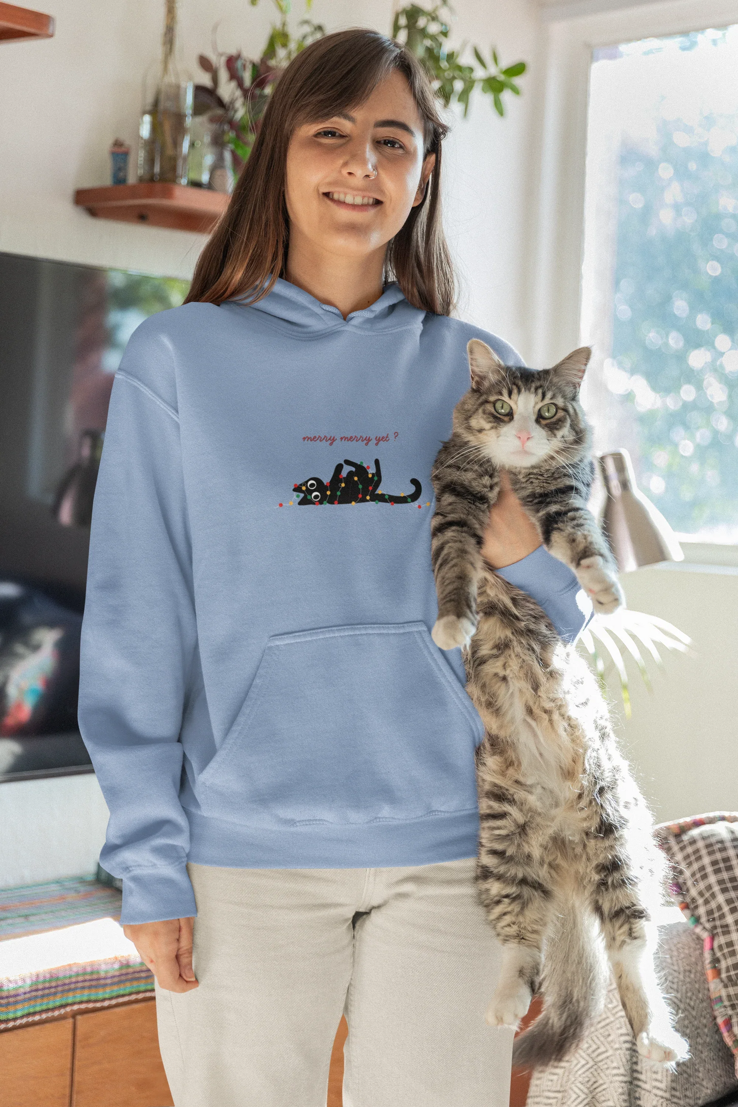Merry yet? Cat Christmas Sweatshirt (Unisex, Cotton) - curledeyes