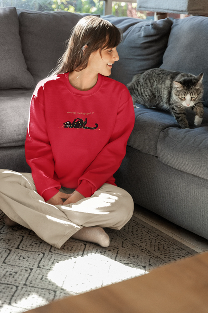 Merry yet? Cat Christmas Sweatshirt (Unisex, Cotton) - curledeyes