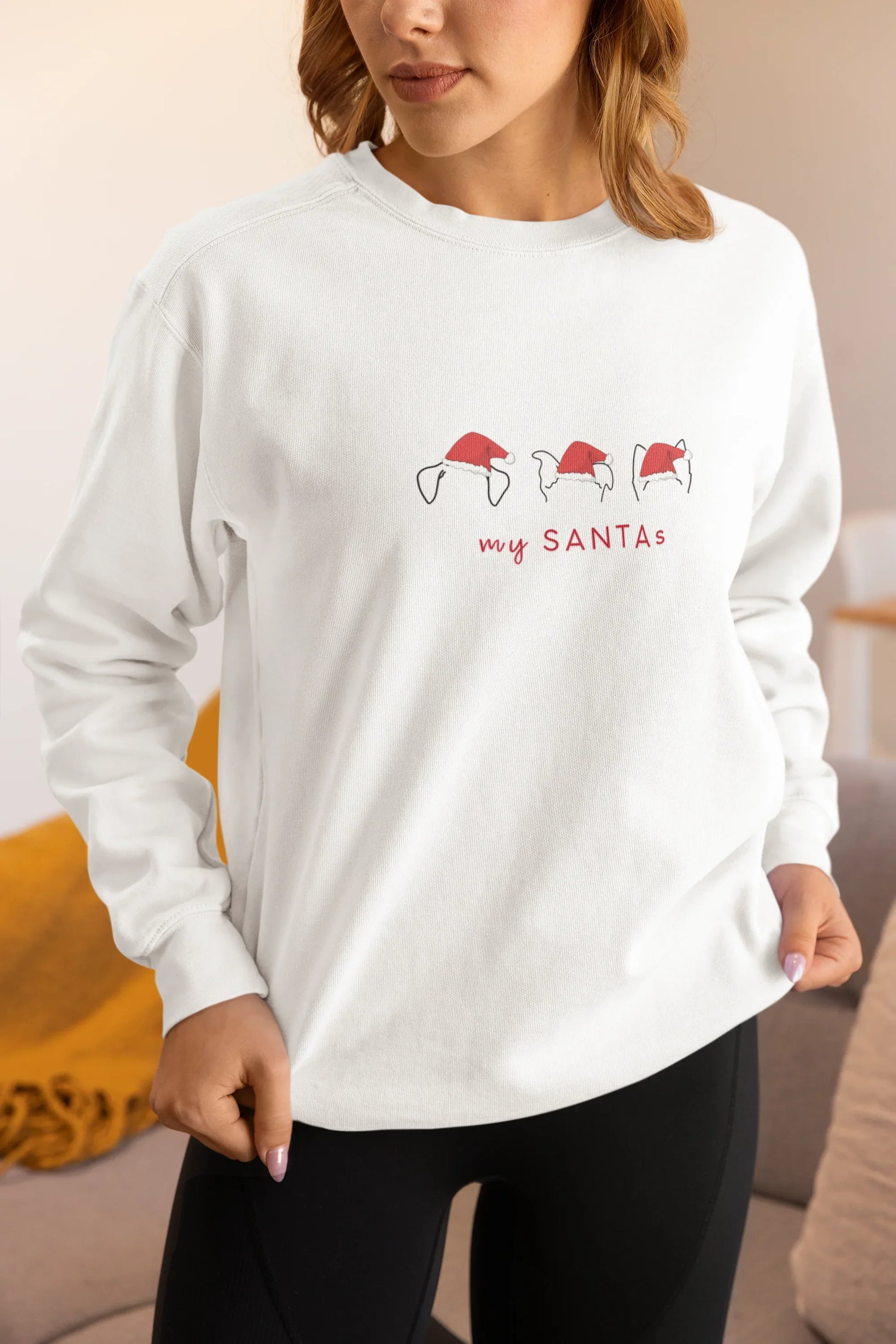My Santas Dog Christmas Sweatshirt (Unisex, Cotton) - curledeyes