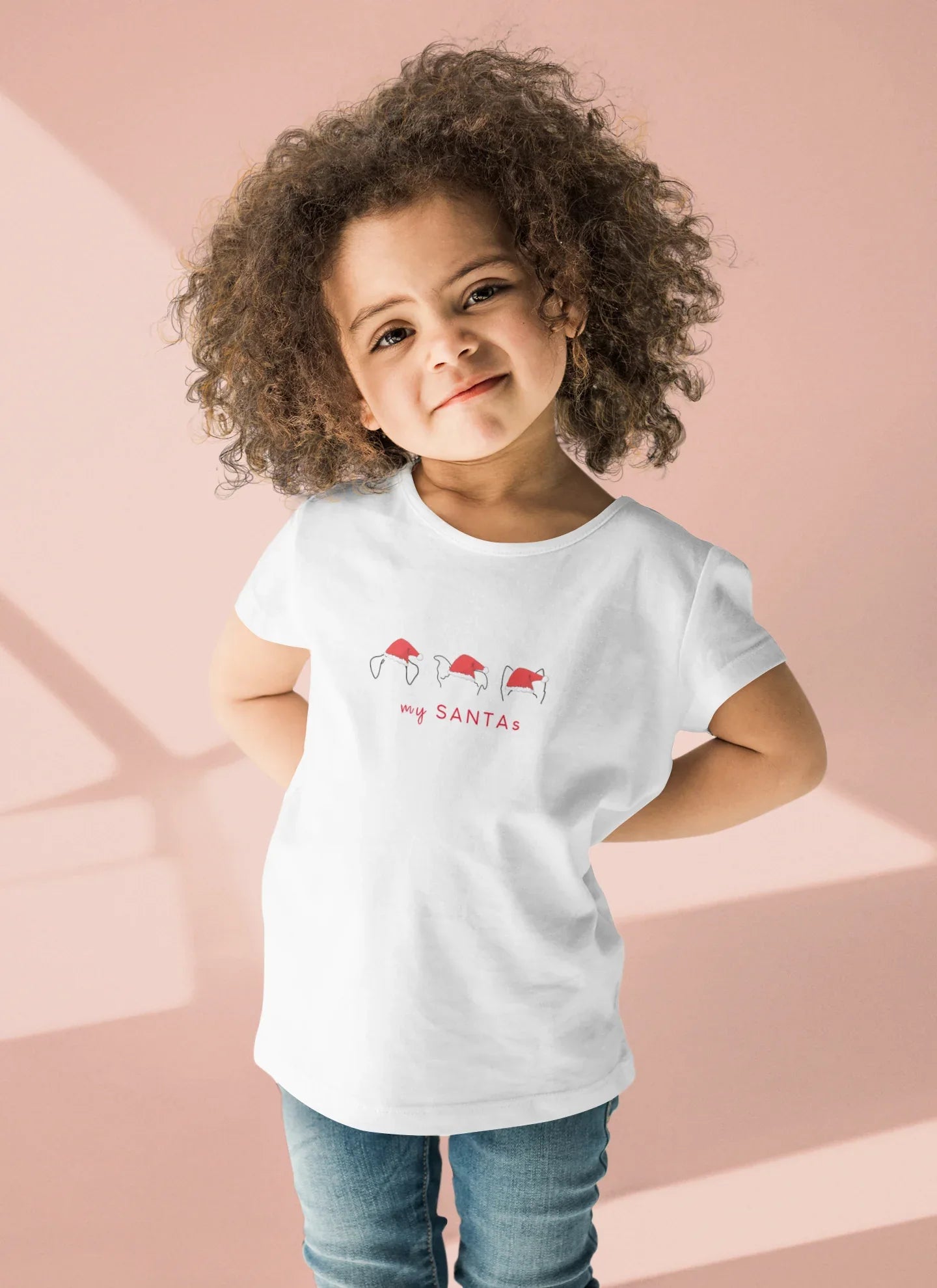 My Santas Kids Christmas Tee (Unisex, Cotton) - curledeyes