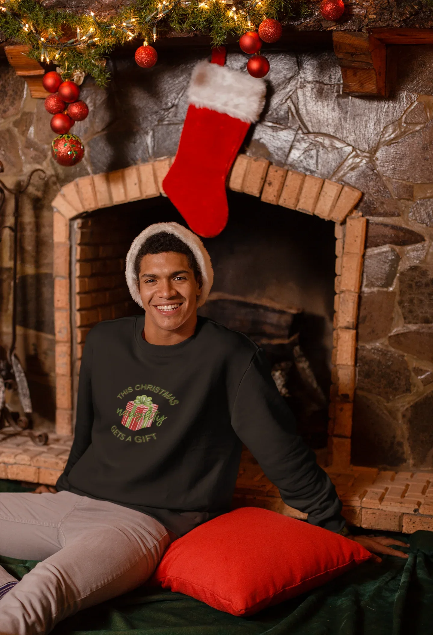 Naughty Gets a Gift Fun Christmas Sweatshirt (Unisex, Cotton) - curledeyes