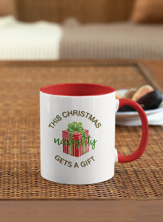 Naughty gets a Gift Ceramic Mug (330ml) - curledeyes